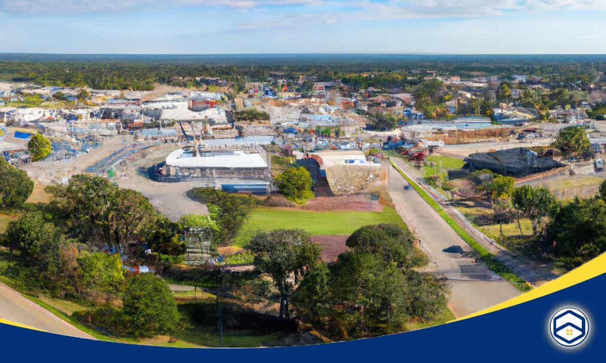 A panoramic view of the developing area in Meadows at Imperial Oaks