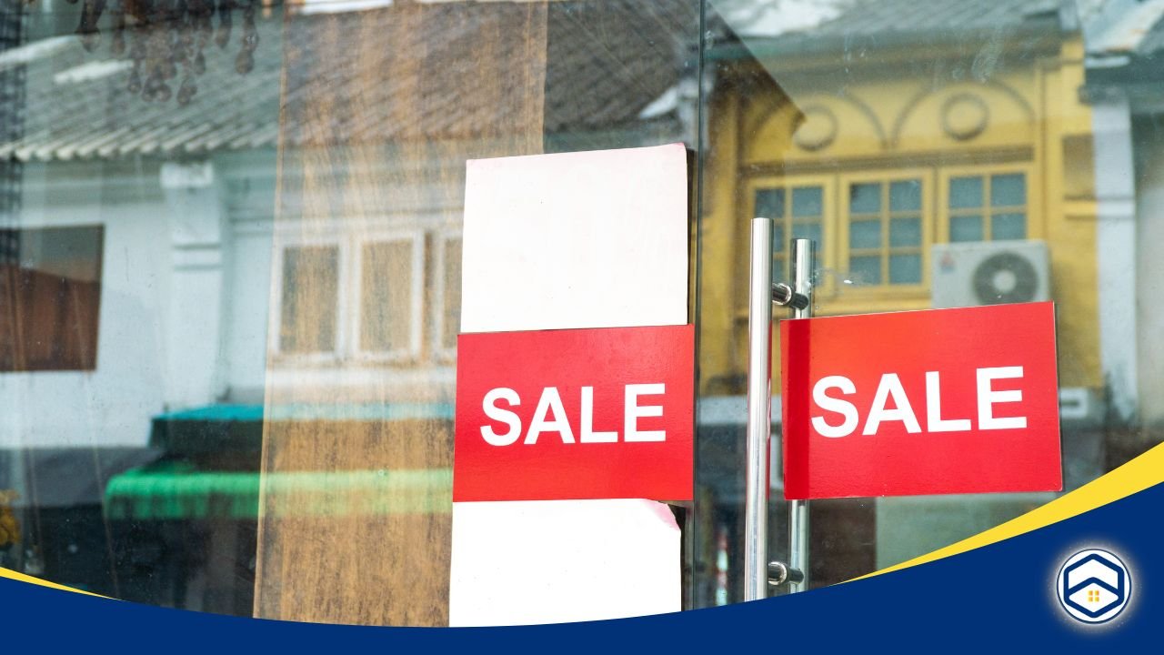 Sale signs representing discounted rental housing options.