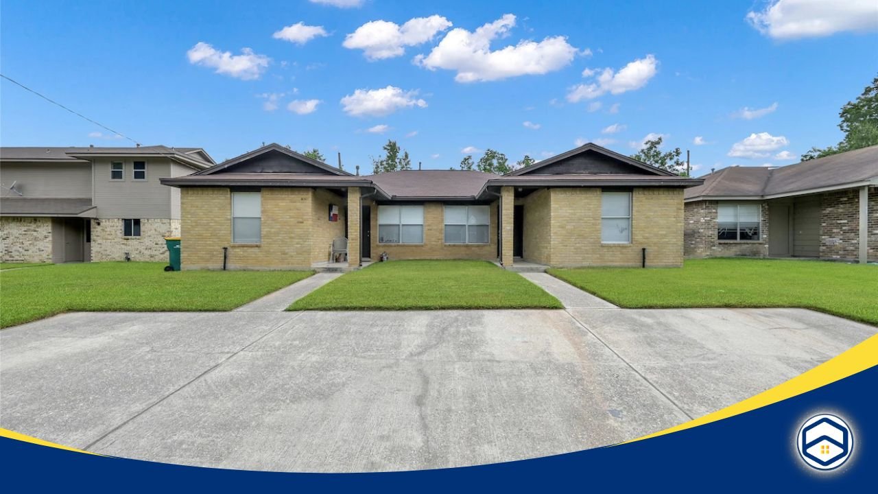 A row of brick homes in Cedar Woods with neatly maintained lawns, offering a quiet and spacious living environment.