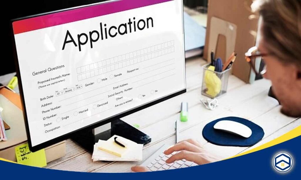 Rental application form with fields for personal information, employment details, and other rental-related details.