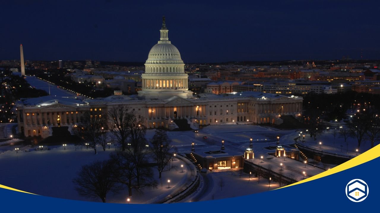 Illuminated U.S. Capitol building at night with surrounding city lights becoming one of the best neighborhoods to rent in Santa Fe