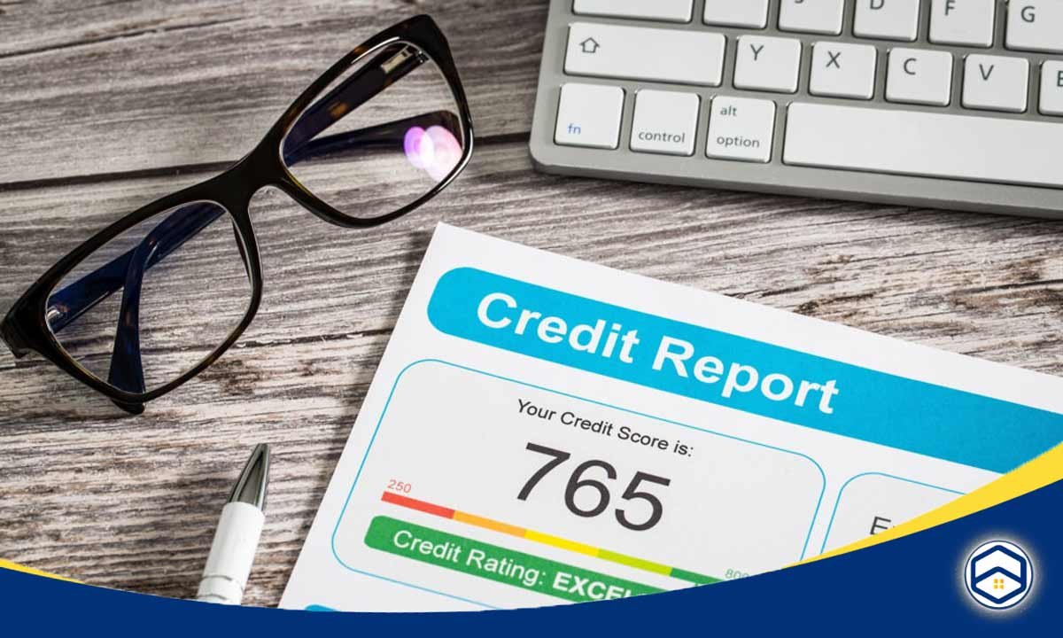 A credit report showing a credit score of 765 and an 'Excellent' credit rating, which is relevant to the topic of Conroe tenant credit advice.