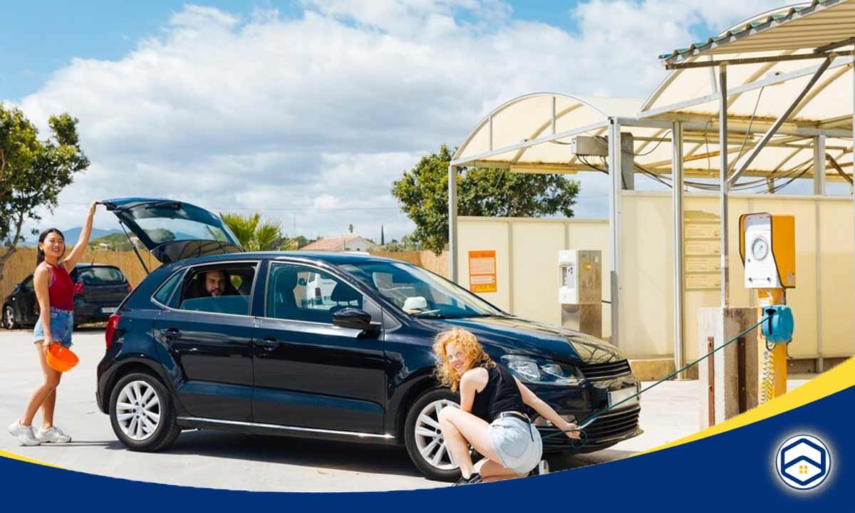 An image showing a group of people safely parking their vehicles in a designated parking area in a Houston neighborhood, emphasizing the importance of parking in safe locations.