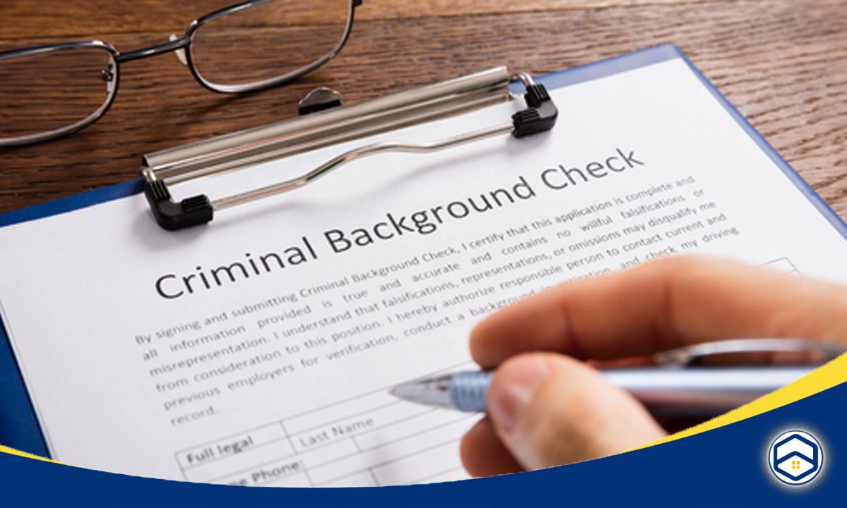 The image shows a criminal background check form, which is relevant to the topic of Houston rental application requirements and background checks.