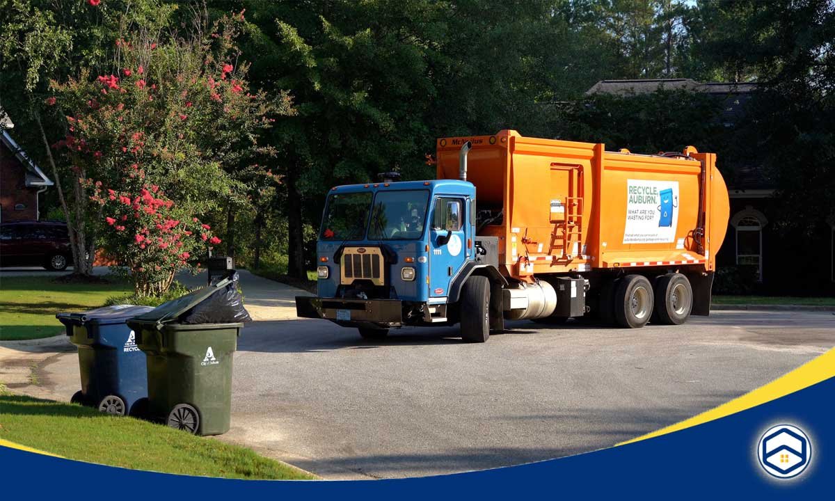 The image shows a person's hand operating a gas control valve, highlighting the process of setting up gas service as part of the Houston Utility Setup Guide.