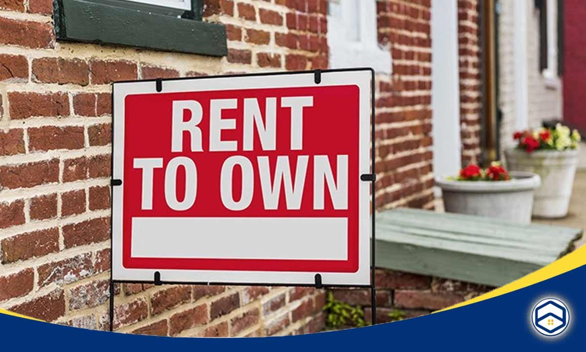 A red 'Rent to Own' sign displayed on a brick wall, representing the availability of rent-to-own options for those with bad credit in Santa Fe.