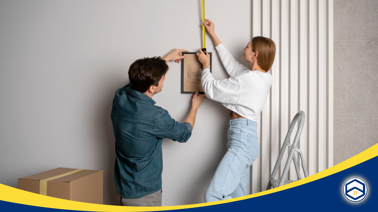 A couple hangwing picture on wall